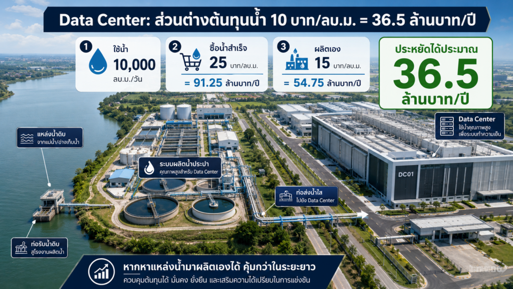ส่วนต่างระบบผลิตน้ำประปา Data Center